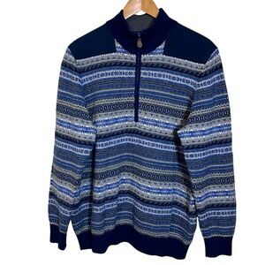 VINEYARD VINES 100% Merino Wool 1/4 Zip Shep Sweater Blue Gray Mens XL